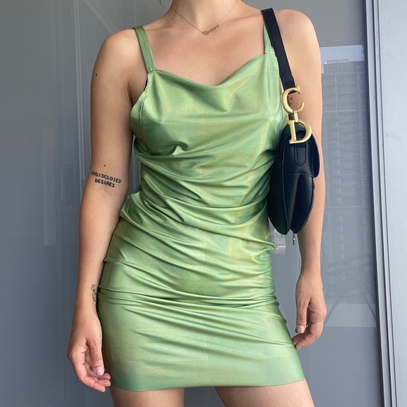 Metalic Green Mini Dress - Picture 7 of 10